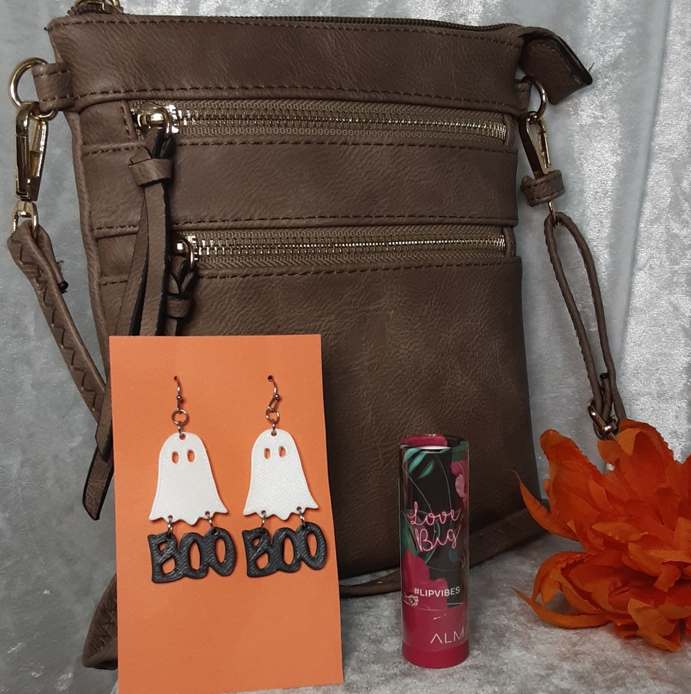 Stuff A Bag Bundle Crossbody purse, Halloween Earrings And Almay Lip Color N.W.T